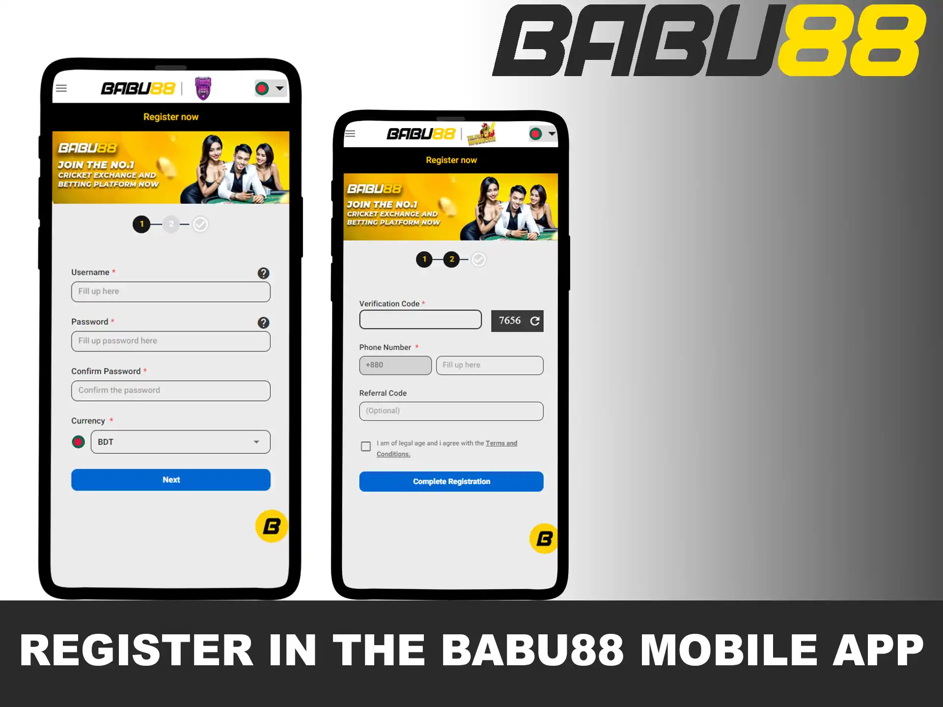 Registration and Login on Babu88 App