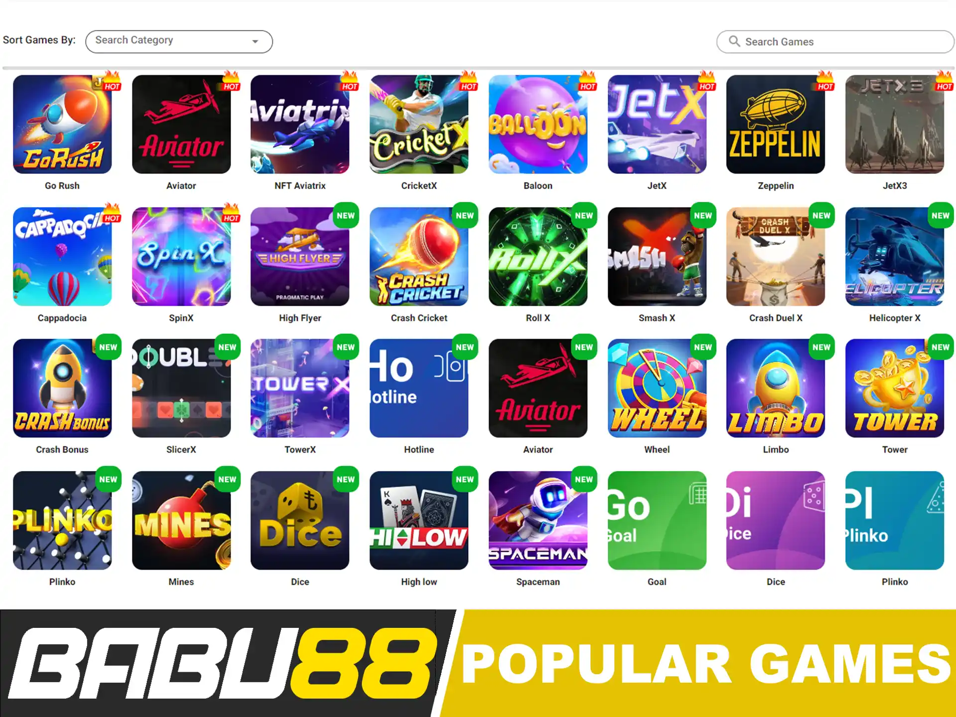 Play popular games on Babu88