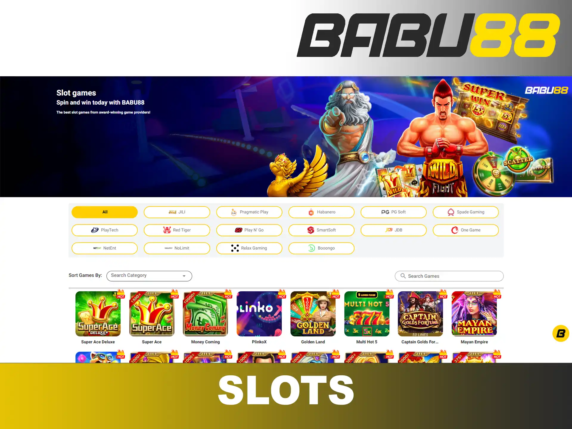 Slots for all tastes and preferences at Babu88