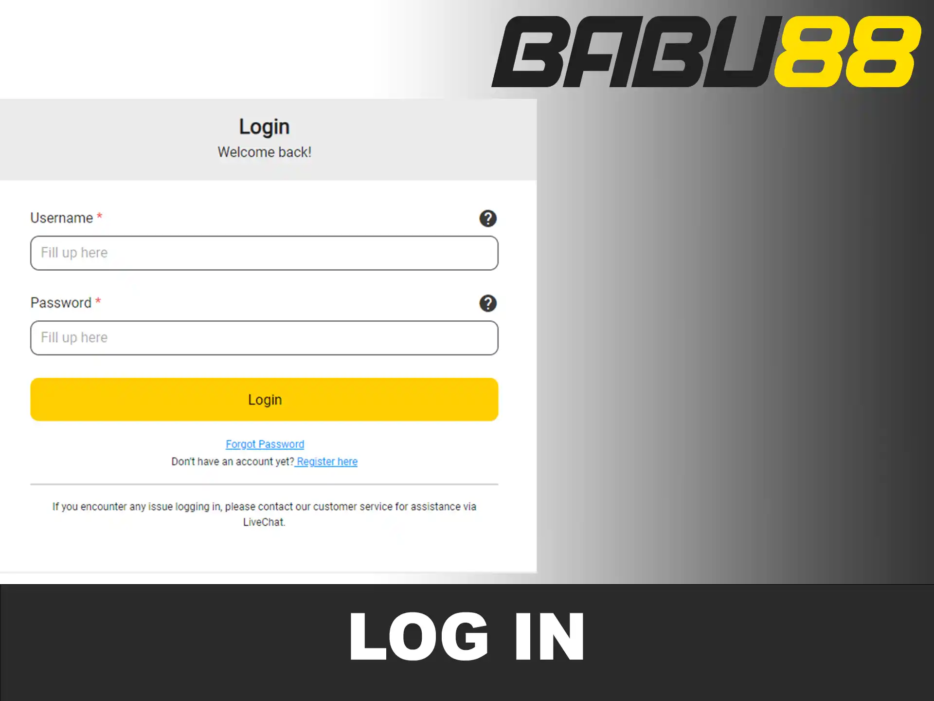 Log in to your Babu88 account