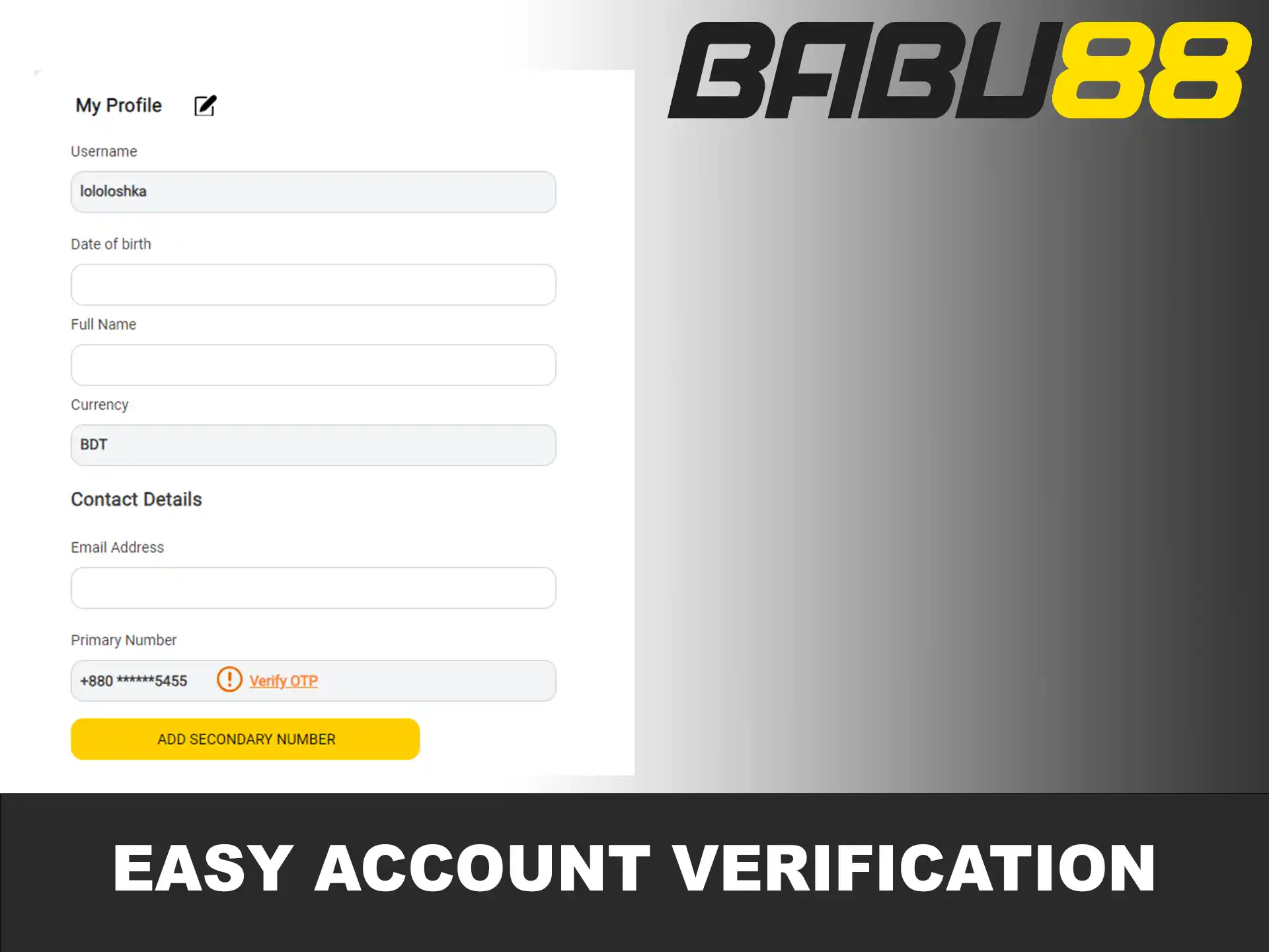 Verify your account and you can start playing and betting!